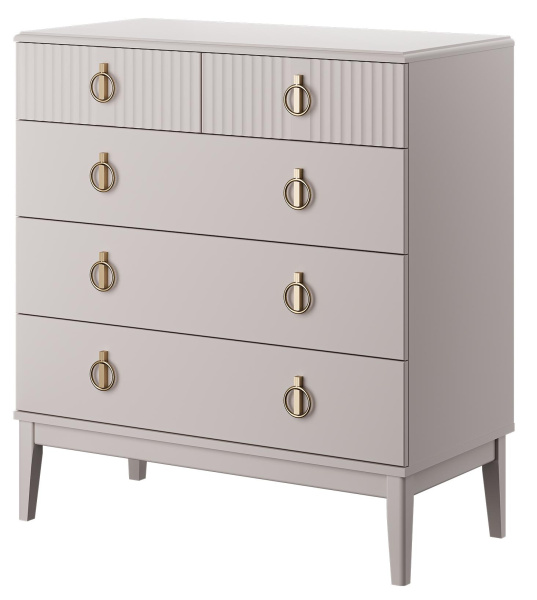 Комод Фарго 3 больших 2 малых ящика (5 ЯЩИКОВ (890) ,(3 больших+2 малых ящика),ЛДСП Персидский жемчуг/МДФ ЛАК Льняной)