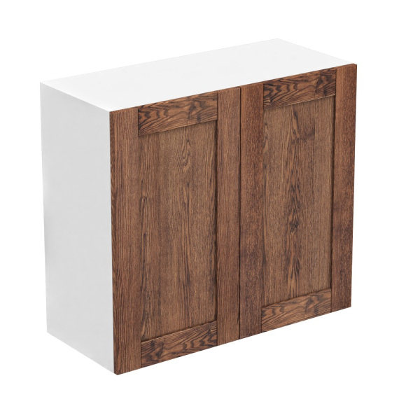 Шкаф Навесной 80х34х72 Узкий +1 полка,  2 двери (Фасад Bergen коричневый)