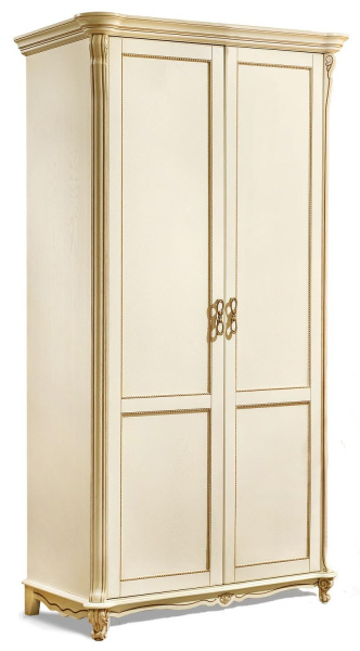 Шкаф для одежды 2д Алези П1.350.1.03 (П349.24) (Слоновая кость с золочением)