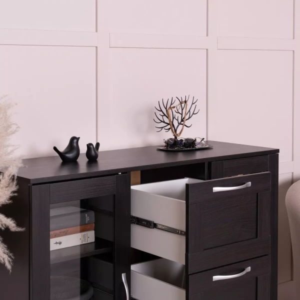 Тумба СИРИУС с двумя стеклянными дверьми и тремя ящиками