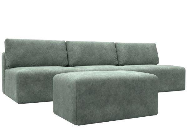 Диван прямой модульный с пуфом Лига-060 НПБ Лонг Велюр