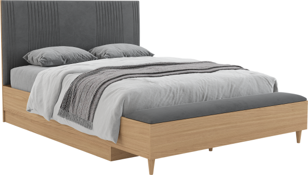 Кровать Калипсо 1600 с банкеткой (Дуб седан/Графит)