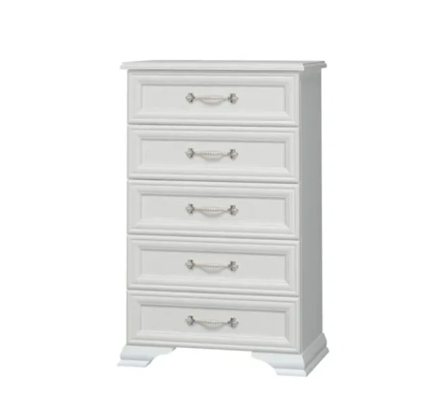 Комод Грация 5 ящиков (5 ЯЩИКОВ, ЛДСП/МДФ (рамка) цвет Белый (ГОСТИНАЯ))