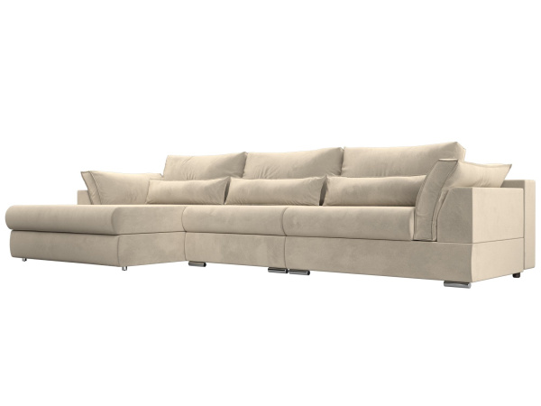 Диван угловой Пекин Long угол левый Микровельвет (Бежевый)