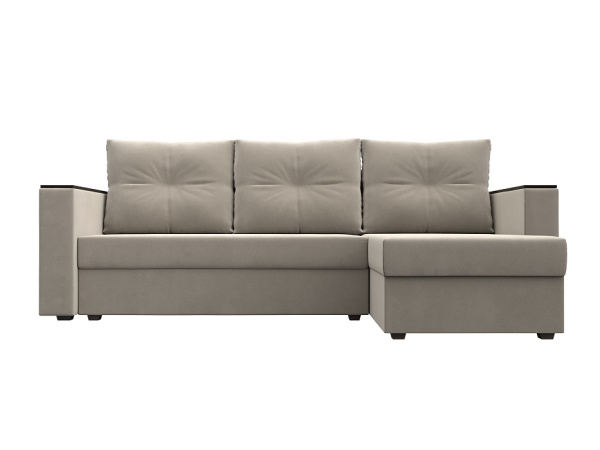 Диван угловой Атланта без стола правый угол Микровельвет (Бежевый)