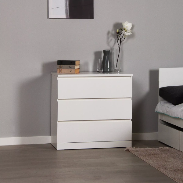 Комод Варма 3 с тремя ящиками, Белый