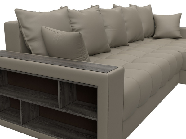 Диван угловой с декором и полкой Лига-050 НПБ Экокожа