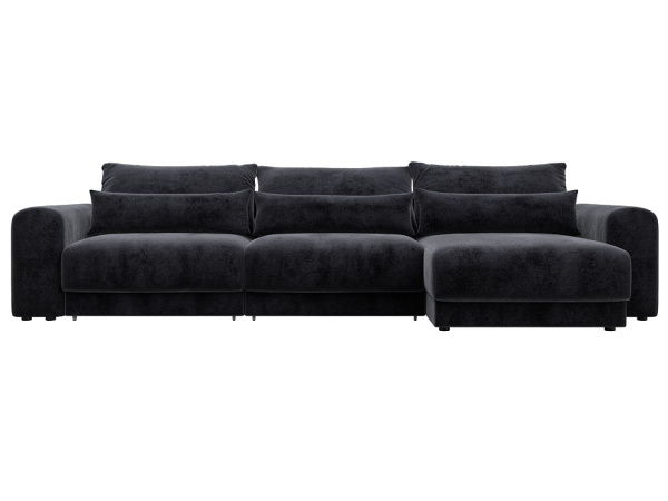 Диван угловой Лига-056 НПБ Лонг угол универсальный Велюр (TOWER 11 темно-серый)