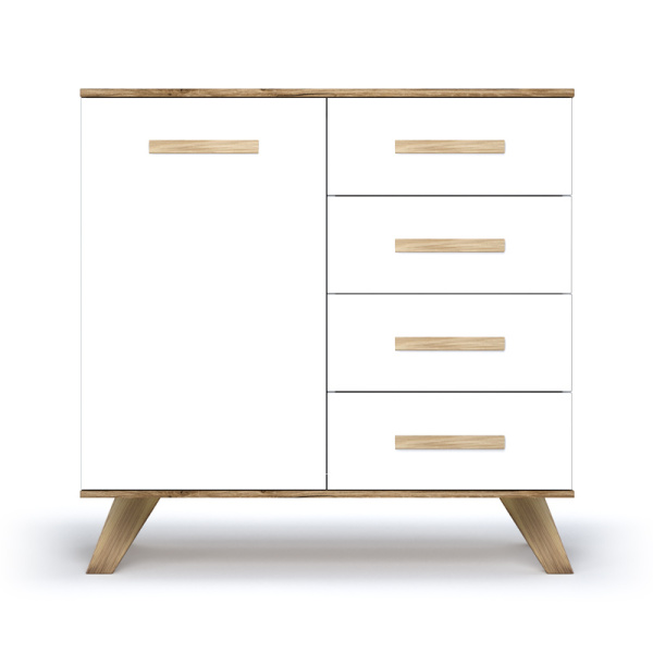 Комод 900 Вега Скандинавия (Дуб Каньон/белый глянец)