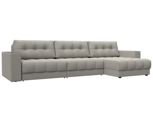 Диван угловой с декором Лига-049 НПБ Лонг Рогожка (Амур 02 бежевый)