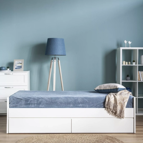 Кровать СИРИУС двуспальная 80 с Лурой и двумя ящиками, белая