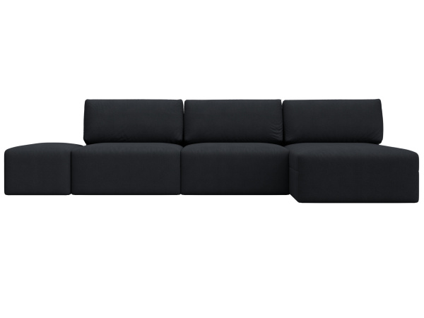 Диван угловой модульный с пуфом Лига-060 НПБ Лонг угол универсальный Замша (JOLY 16 темно-серый)