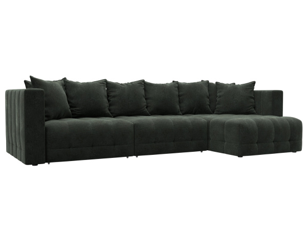 Диван угловой Лига-052 НПБ Лонг угол универсальный Шенилл (Rimini 09 зеленый)