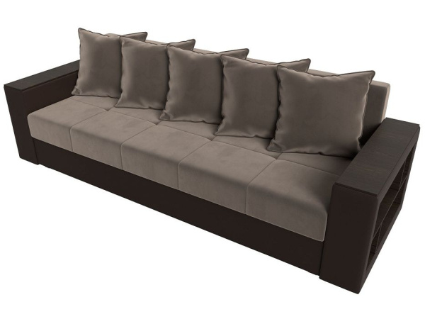 Диван прямой Дубай Лайт полки справа Велюр\Экокожа