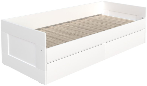 Кровать СИРИУС двуспальная 80 с Лурой и двумя ящиками, белая