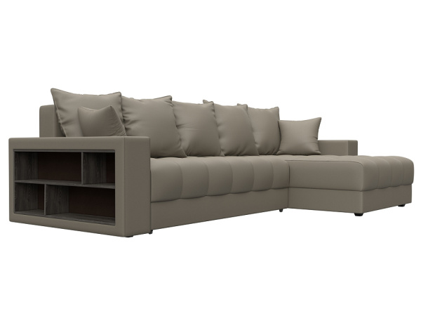 Диван угловой с декором и полкой Лига-050 НПБ Экокожа