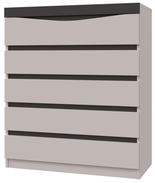 Комод Тиана 5 ящиков (5 ЯЩИКОВ,ЛДСП, Персидский Жемчуг/Вольфрам)