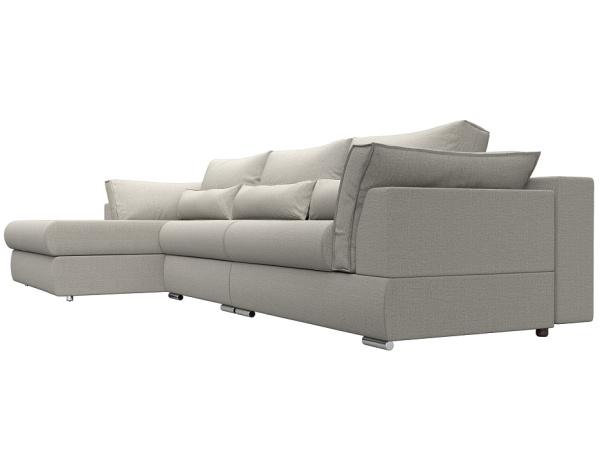 Диван угловой Пекин Long угол левый Рогожка (Амур 02 бежевый)