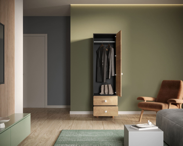 Шкаф узкий с ящиками Split SP15