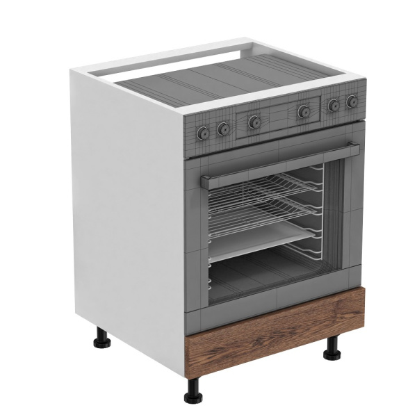 Шкаф Напольный 60х53х72 Глубокий под технику + 1 ящик (Фасад Bergen коричневый)