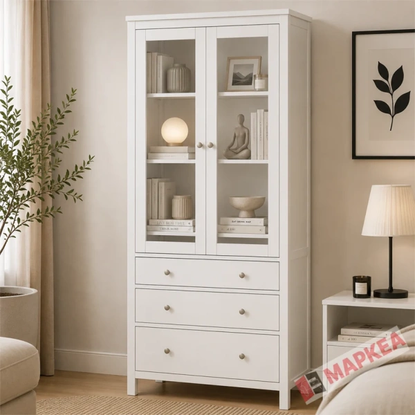 Шкаф для посуды Кантри Hemnes 23 ММЦ (Белый лак)