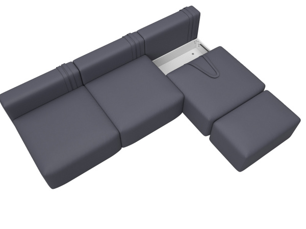 Диван прямой модульный с пуфом Лига-060 НПБ Лонг Экокожа