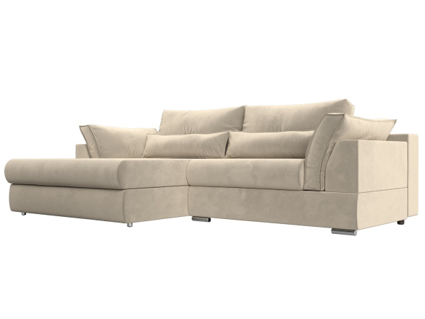 Диван угловой Пекин угол левый Микровельвет (Бежевый)