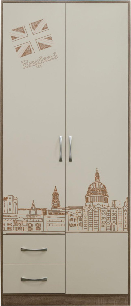 Шкаф для одежды 2д Бритиш Бум П3.0551.1.06 (Дуб трюфельный + крем)