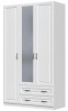 Шкаф распашной Кантри ШР-3 с зеркалом (ЛДСП/МДФ(ЛАК),цвет Белый, 1зер.)