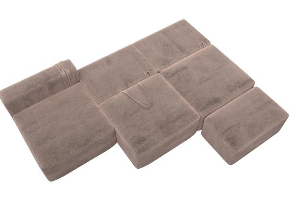 Диван угловой модульный с пуфом Лига-060 НПБ Лонг угол универсальный Велюр