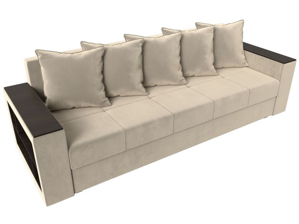 Диван прямой Дубай Лайт полки слева Микровельвет