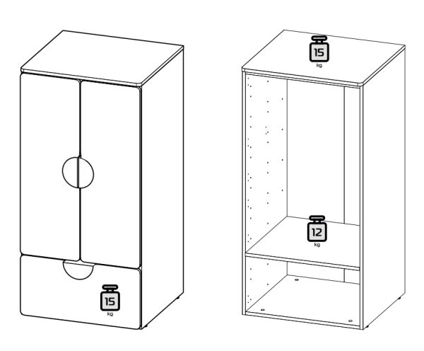 Шкаф ПИКСИ распашной двухдверный с полкой и выдвижным ящиком