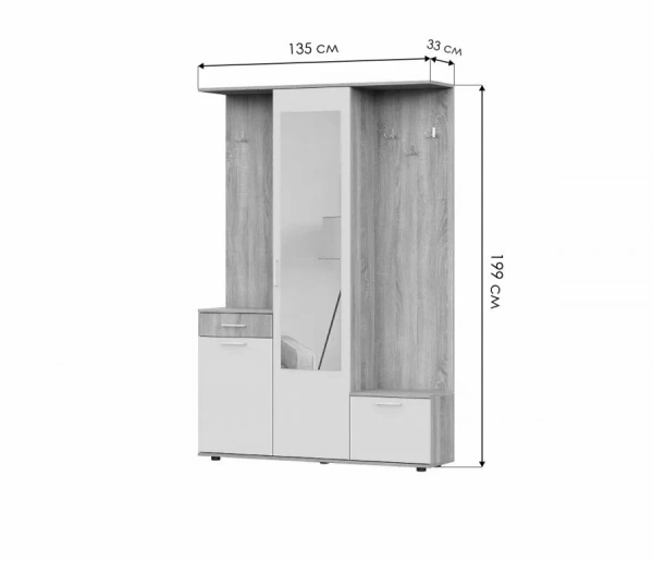 Прихожая Пети дуб сонома / белый