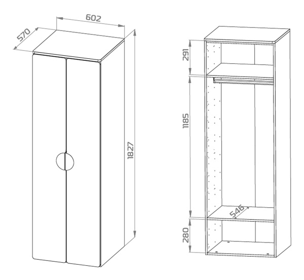 Шкаф ПИКСИ распашной двухдверный 180