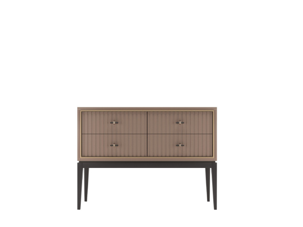 Комод Nice 4 ящика на высоких ножках фасад с фрезеровкой (Пудровый/Черный/золото)