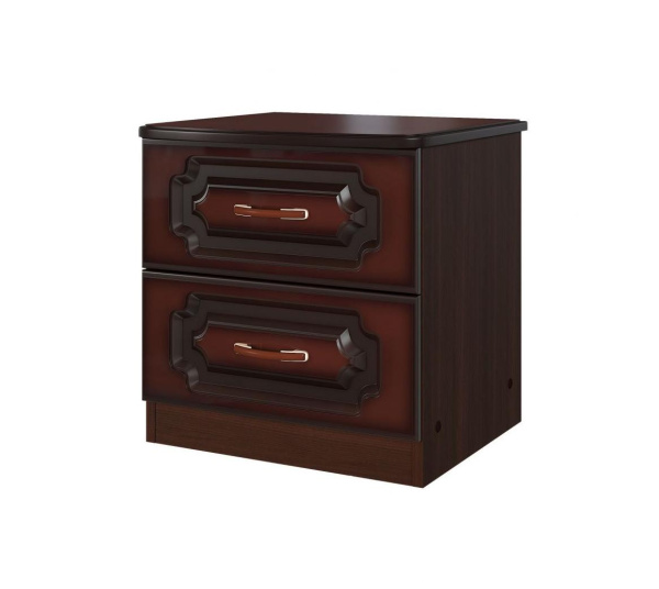 Тумба прикроватная Лак 2 ящика (ЛДСП/МДФ(ЛАК), цвет Орех Шоколадный/Орех ТЁМН)