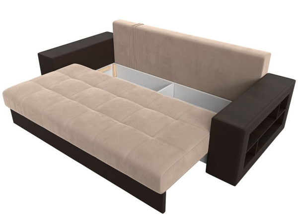 Диван прямой Дубай полки справа Велюр\Экокожа