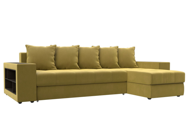 Диван угловой Дубай правый угол Микровельвет (Желтый)