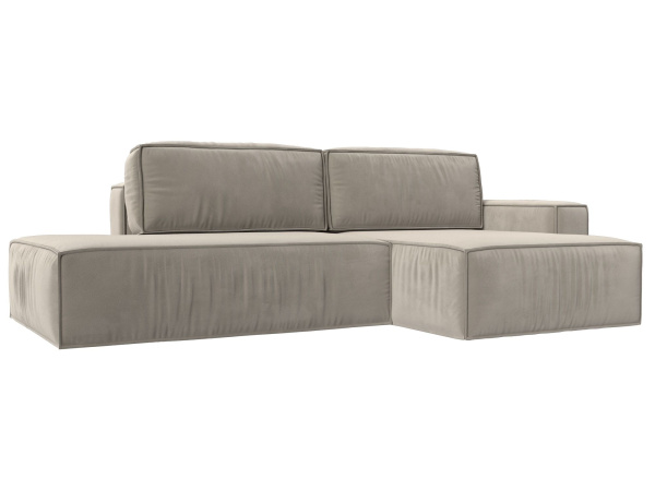 Диван угловой Прага модерн правый угол Микровельвет (Бежевый)