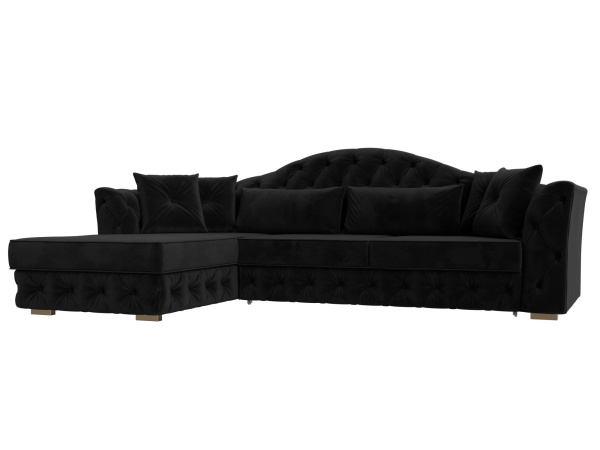 Диван угловой Артис левый угол Велюр (Черный)
