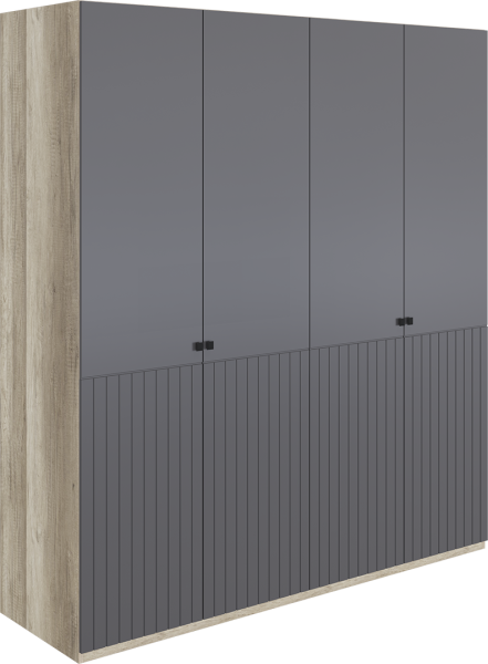 Шкаф Доминго 4 двери глухие (Дуб каньон монумент/Софт серый дым)