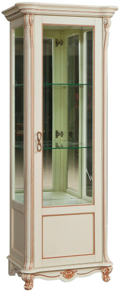 Шкаф-витрина Алези П1.350.0.08 (П350.08) (Слоновая кость с золочением)