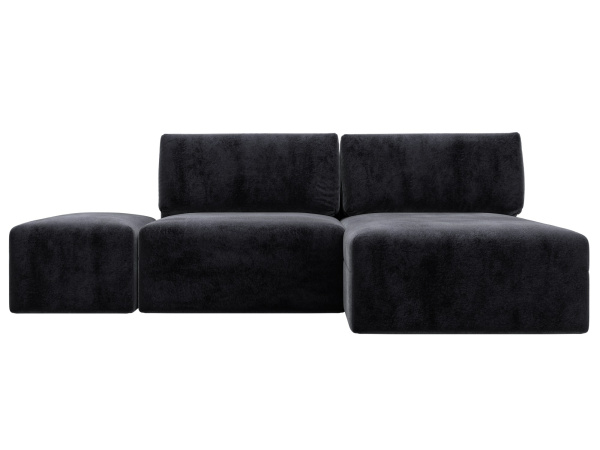 Диван угловой модульный с пуфом Лига-060 НПБ угол универсальный Велюр (TOWER 11 темно-серый)