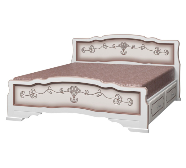 Кровать односпальная с ящиками Карина 6 (кровать с 2-мя ящиками одинарная 900х2000 цвет Дуб молочный)