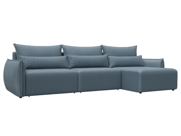 Диван угловой Лига-051 НПБ Лонг угол универсальный Велюр (NESS 12 серый)