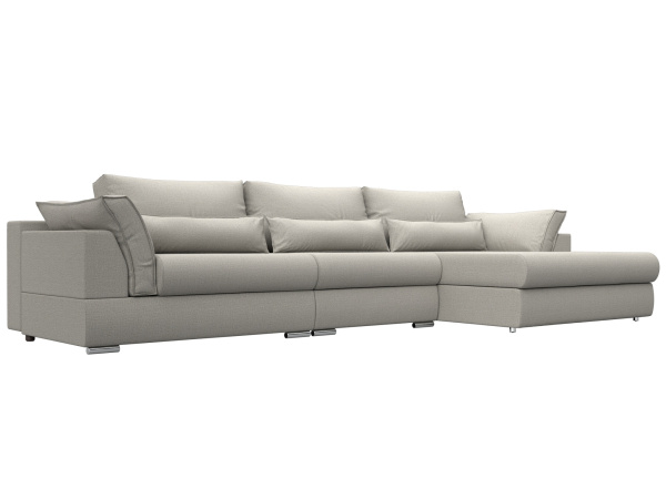 Диван угловой Пекин Long угол правый Рогожка (Амур 02 бежевый)