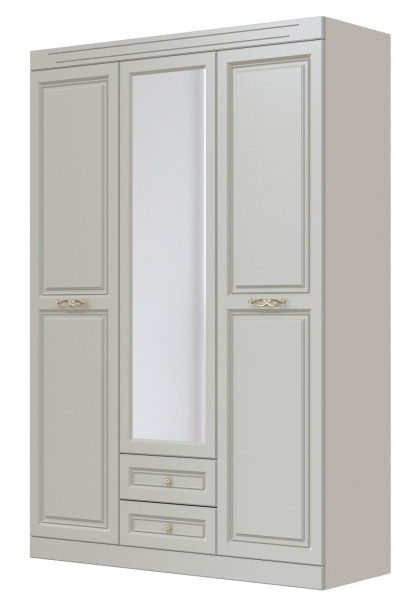 Шкаф распашной Олимп ШР-3 (1 зеркало ЛДСП Холодный серый/ МДФ (лак) Фисташковый)