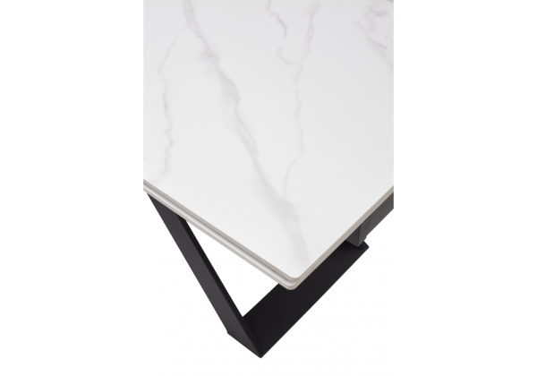 Керамический стол LivornoMatt white marble sintered stone / black