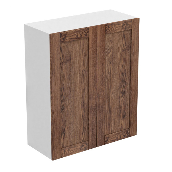 Шкаф Навесной 80х34х96 Узкий высокий + 2 полки, 2 двери (Фасад Bergen коричневый)