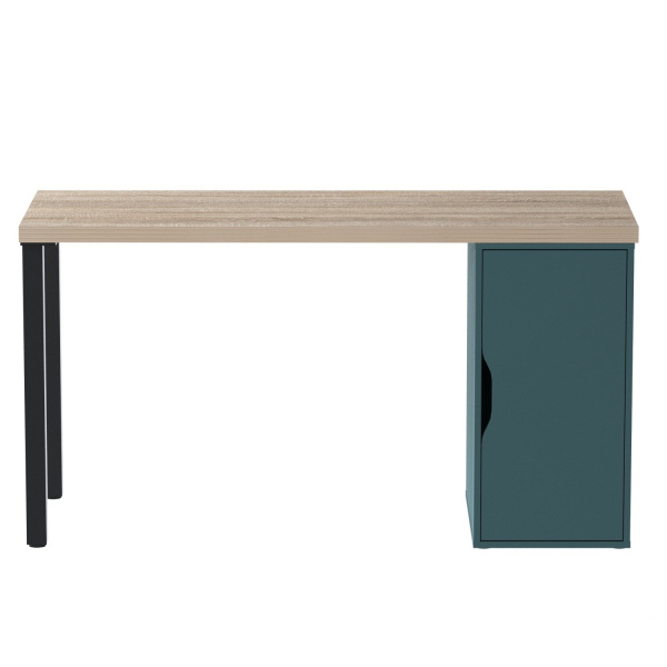 Стол письменный Ингар 2/ДВ/T (Дуб Беленый/Серо-Бирюзовый/Черный)